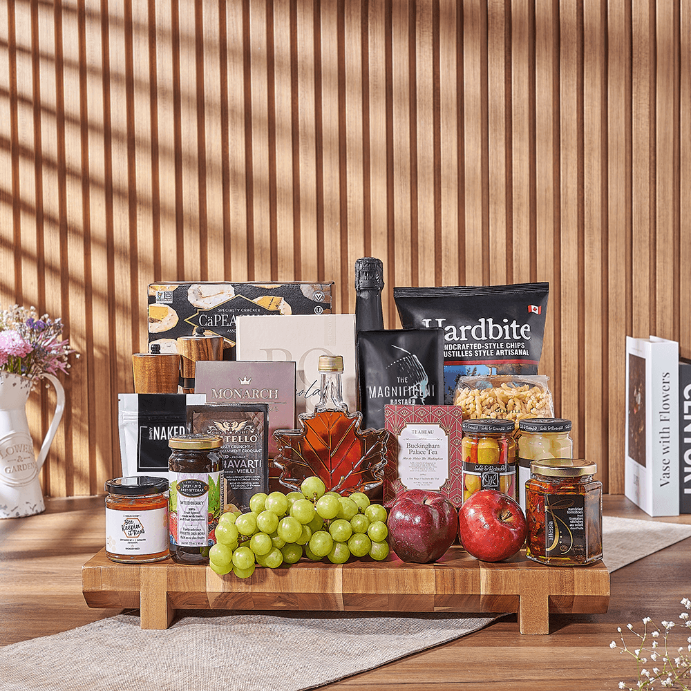 Kosher Sparkling Wine and Treats Basket, Vermont – how the gift is presented