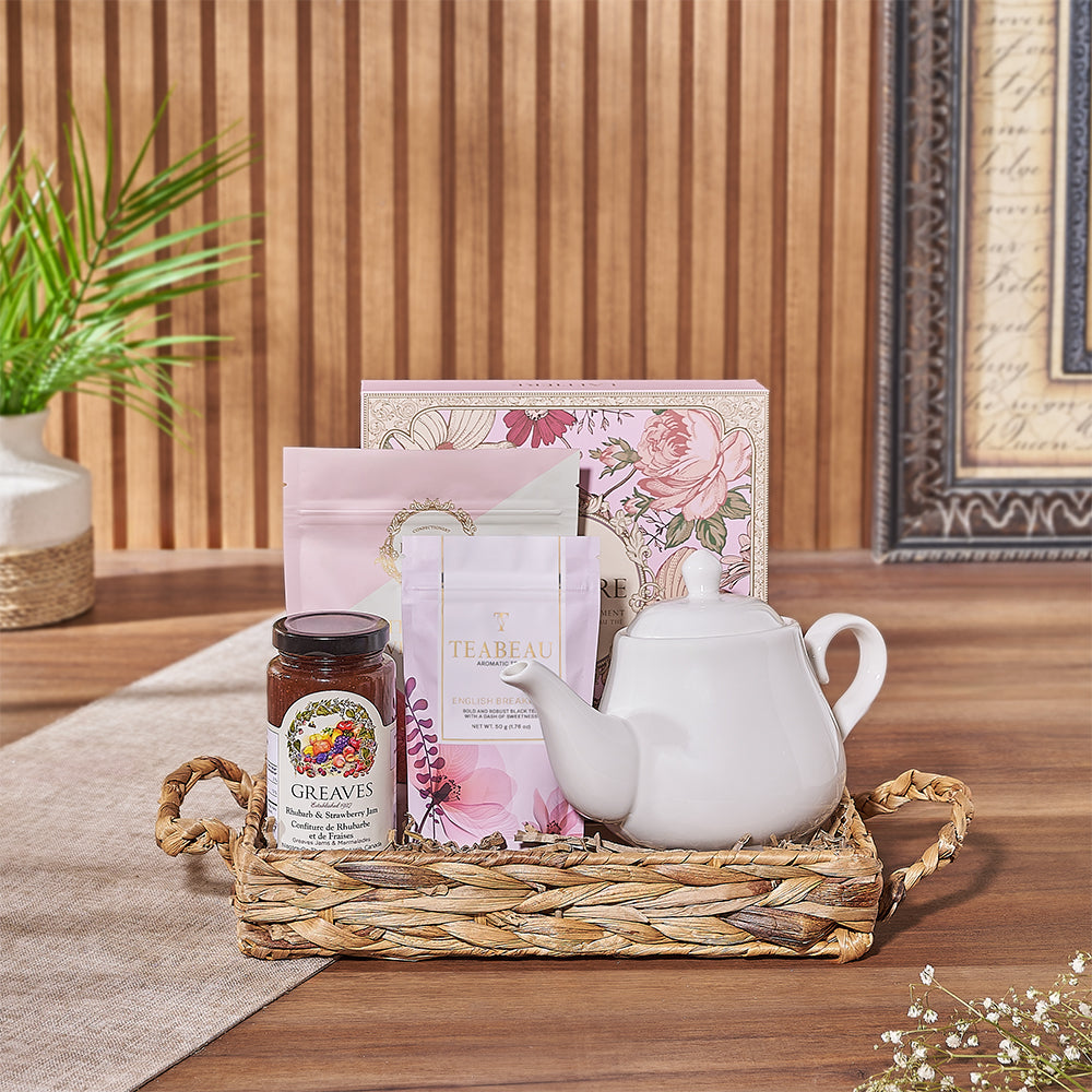 Marcus Robertus Ceramic Teapot Gift Basket – how the gift is presented