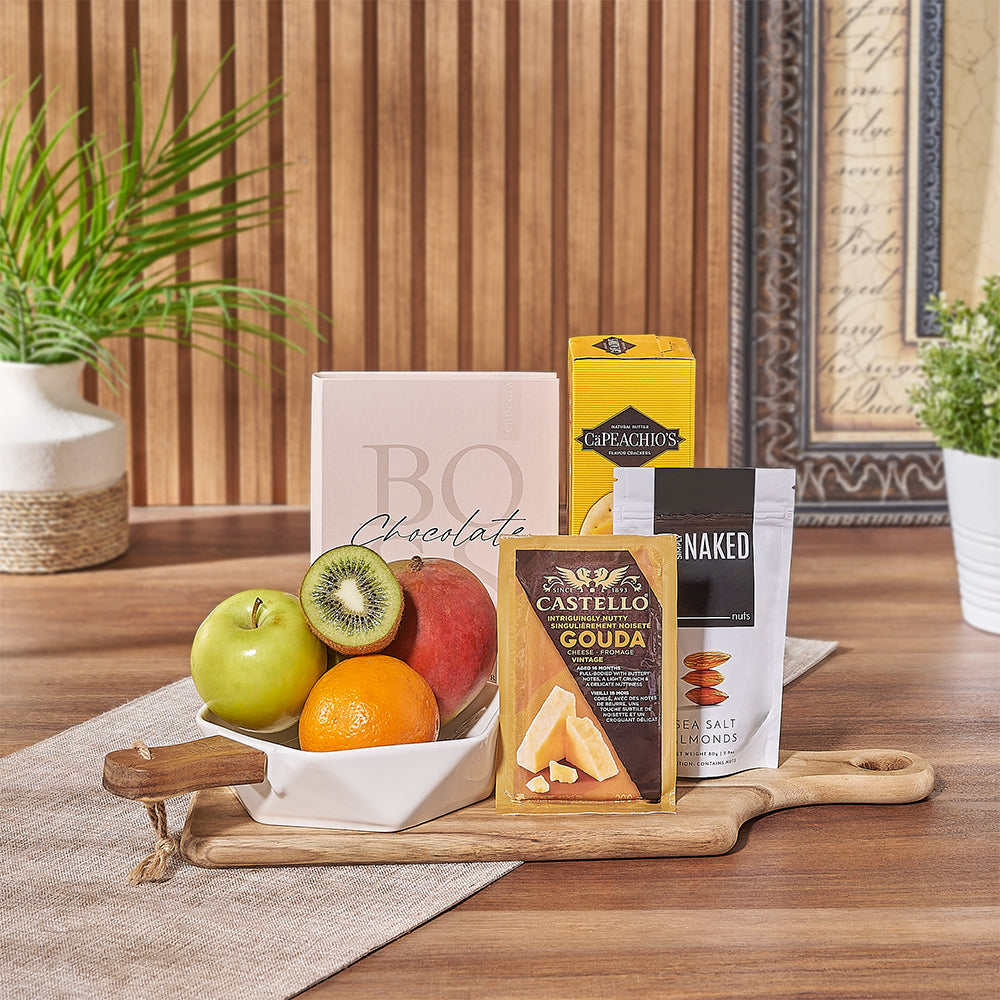 Enjoy a stunning selection of fresh fruit and delicious snacks with the Fresh & Fruity Gift Basket, Vermont delivery  Enjoy a stunning selection of fresh fruit and delicious snacks with the Fresh & Fruity Gift Basket, Vermont delivery