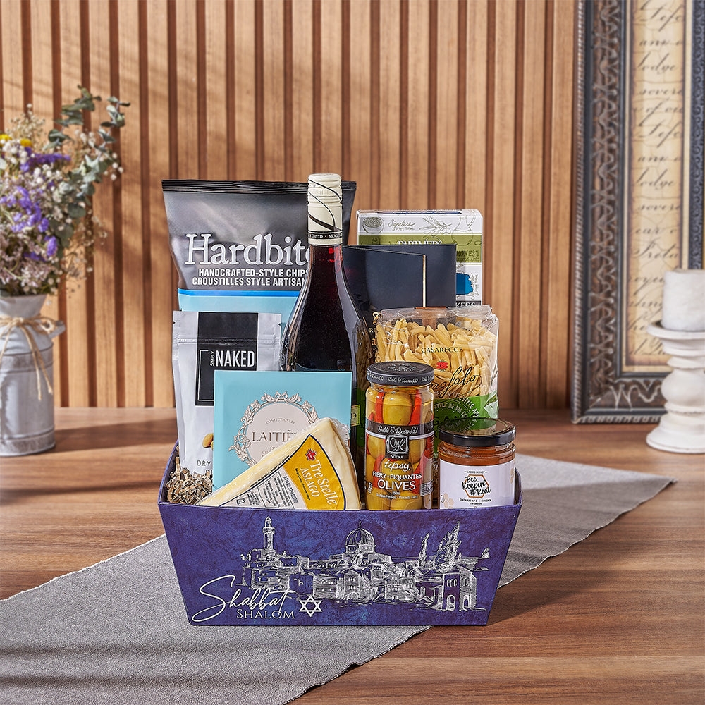 Kosher Wine Market Tray Gift Basket – how the gift is presented