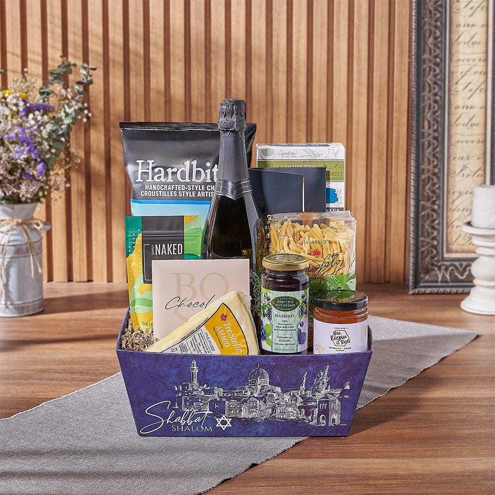 Kosher Rosh Hashanah Sparkling Wine Basket – how the gift is presented