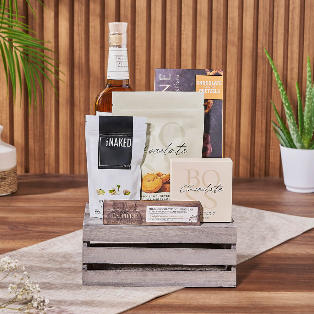 Whiskey and Handmade Cookie Set – how the gift is presented