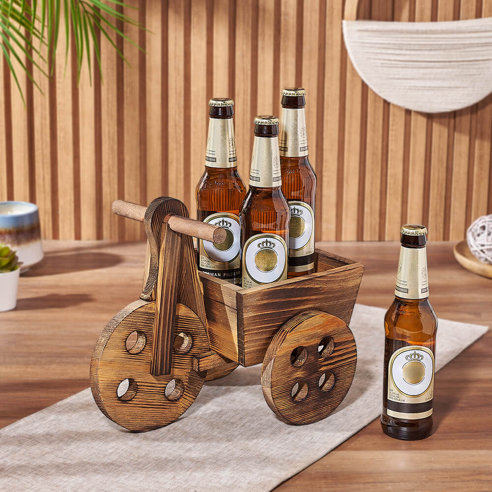 Natural Wood Beer Gift Cart – how the gift is presented