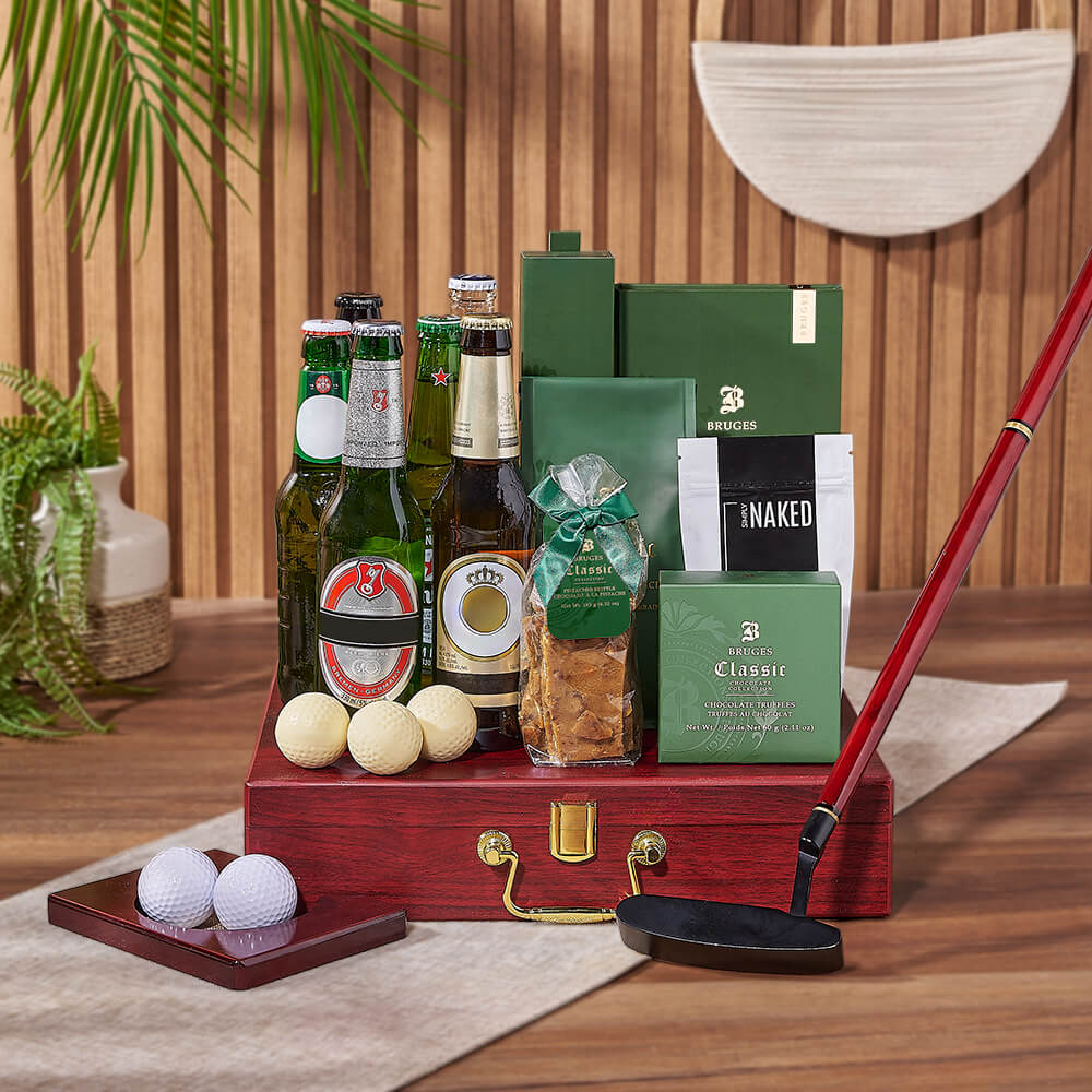 Beer Sampler and Golf Gift Basket – how the gift is presented