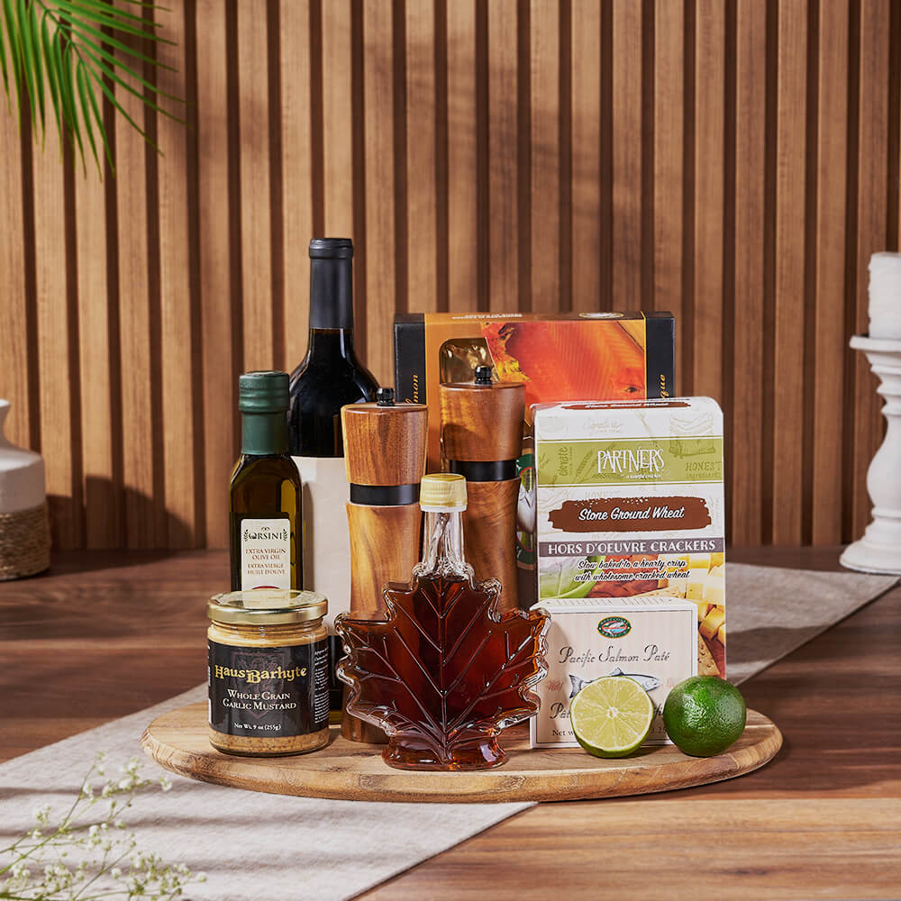 Wine and Salmon Gourmet Gift Set – how the gift is presented