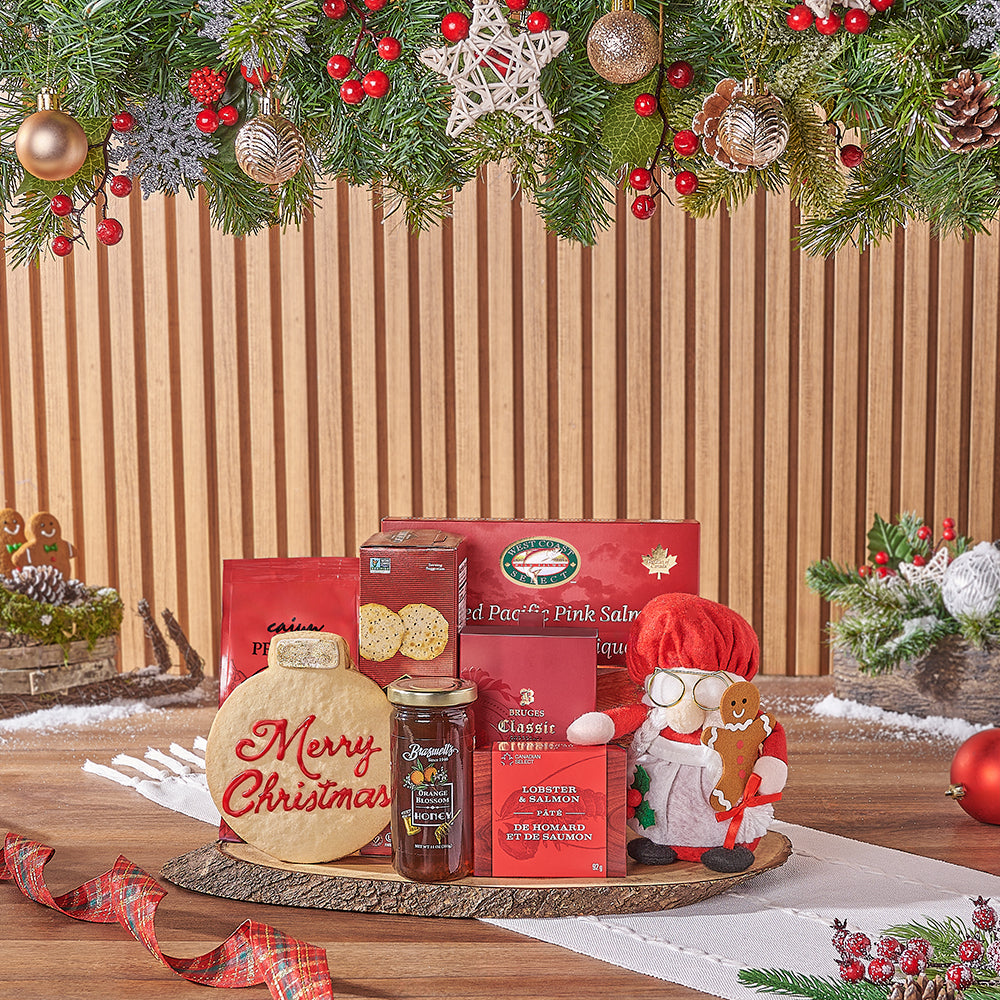 Smoked Salmon Holiday Gift Basket – how the gift is presented