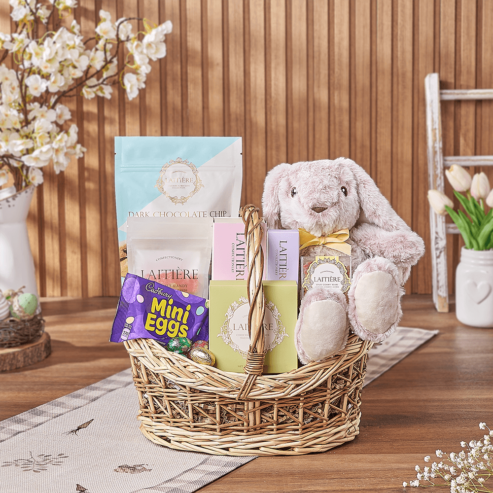 Easter Chocolate Gift Basket with Bunny – how the gift is presented