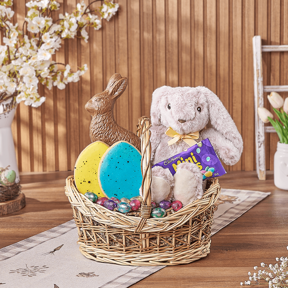 Easter Bunny and Chocolate Gift Basket – how the gift is presented