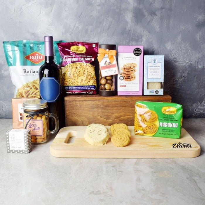 Wine and Snacks Diwali Gift – how the gift is presented