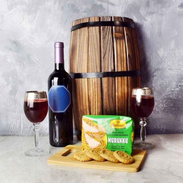 Diwali Wine and Haldiram's Gift Basket – how the gift is presented
