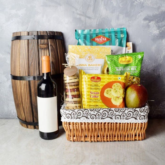 Flavors Of Diwali Gift Basket With Wine from Vermont Baskets -  Vermont Delivery