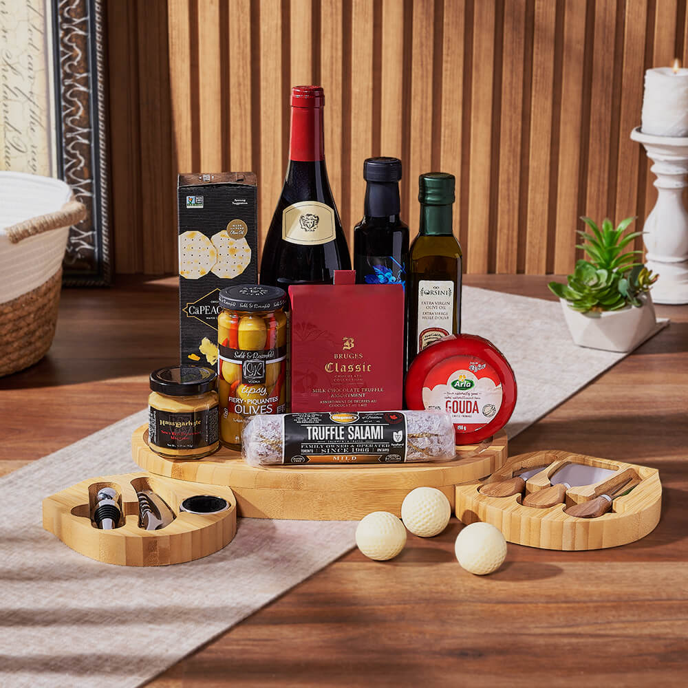 Wine and Gourmet Snack Basket, Vermont – how the gift is presented