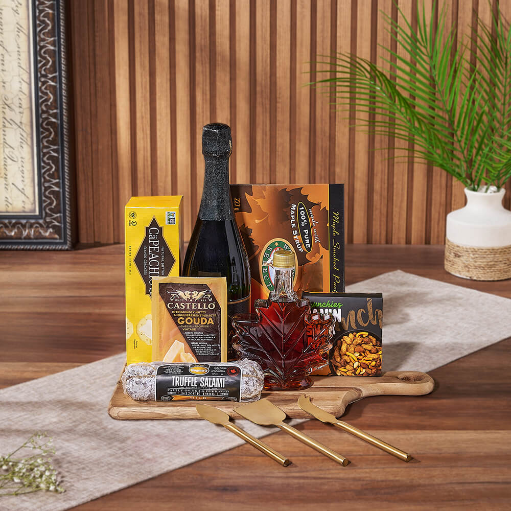 Sparkling Wine with Maple Salmon Gift – how the gift is presented