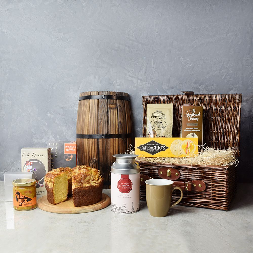 Gourmet Food Gift Basket with Mug – how the gift is presented