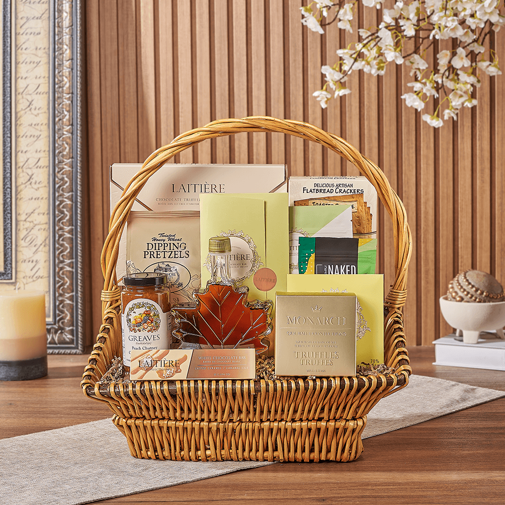 Halal Medium Rectangular Wicker Basket Gourmet Gift Basket – how the gift is presented