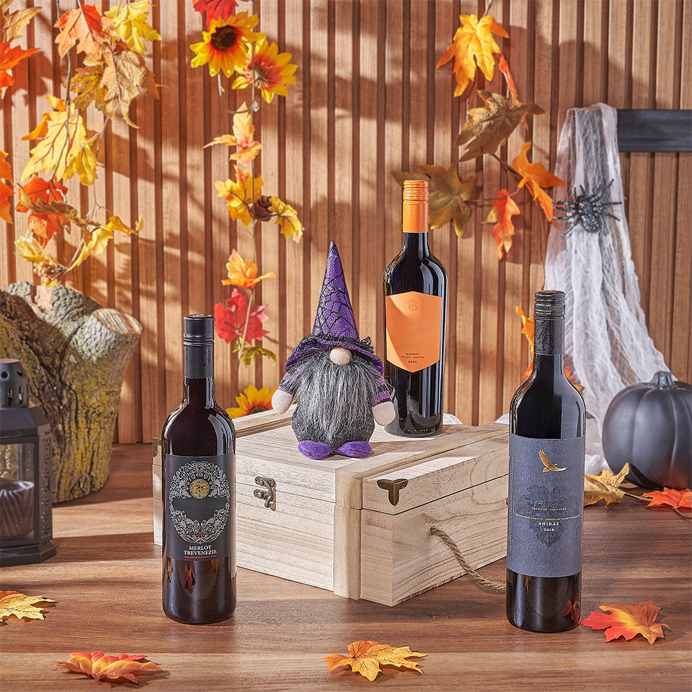 Halloween 3-Bottle Wine Box – how the gift is presented