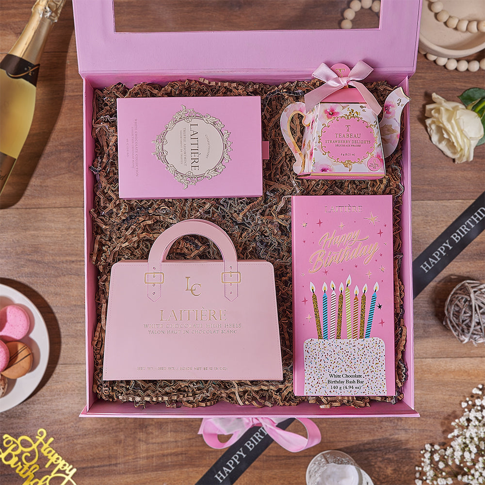Strawberry Tea and Birthday Chocolate – how the gift is presented