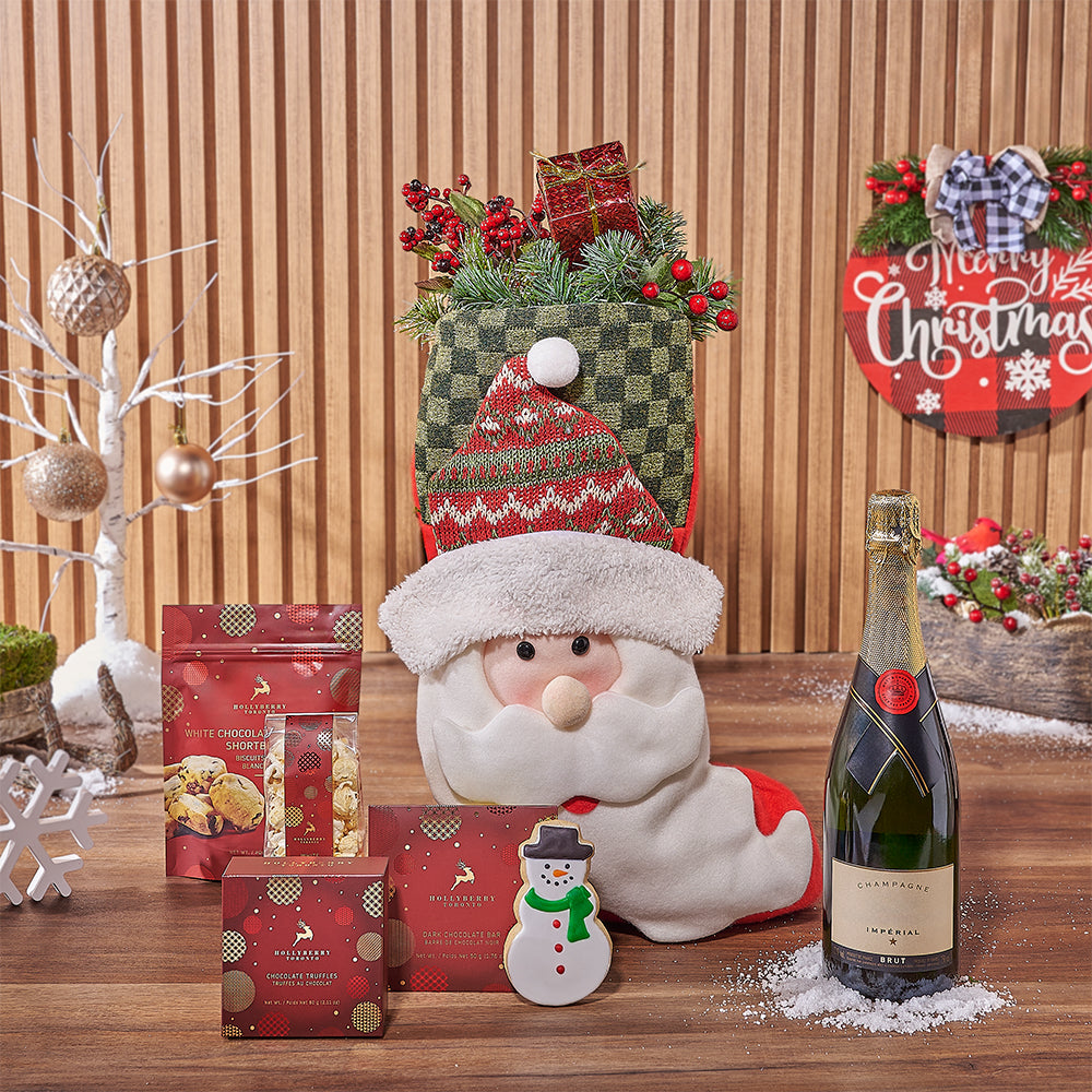 Christmas Holiday Sparkling Wine Stocking – how the gift is presented