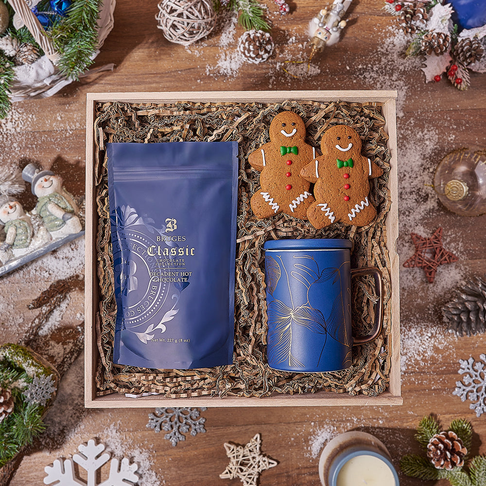 Handcrafted Hot Chocolate Mix with Gingerbread Basket – how the gift is presented