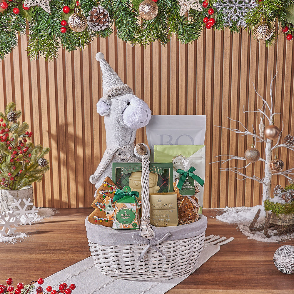 Holiday Artisan Snack Basket with Llama – how the gift is presented