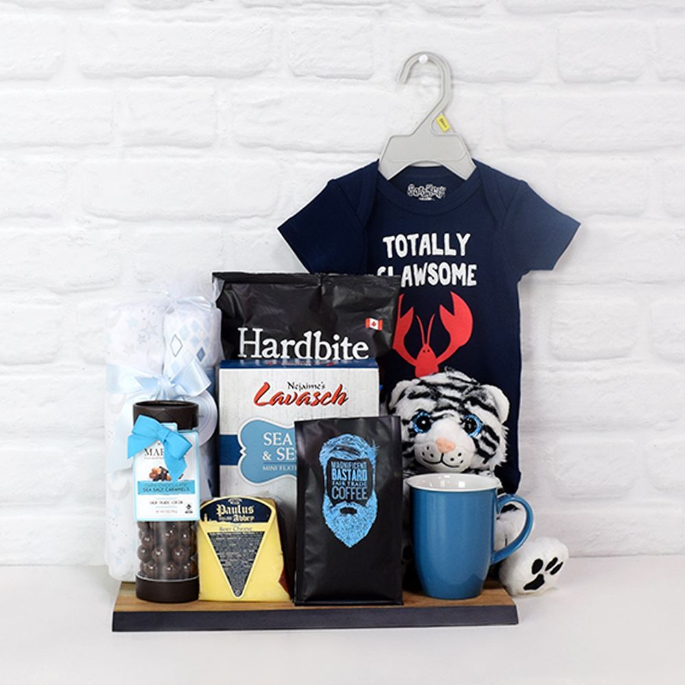 Baby Gift Basket with Artisan Snacks – how the gift is presented