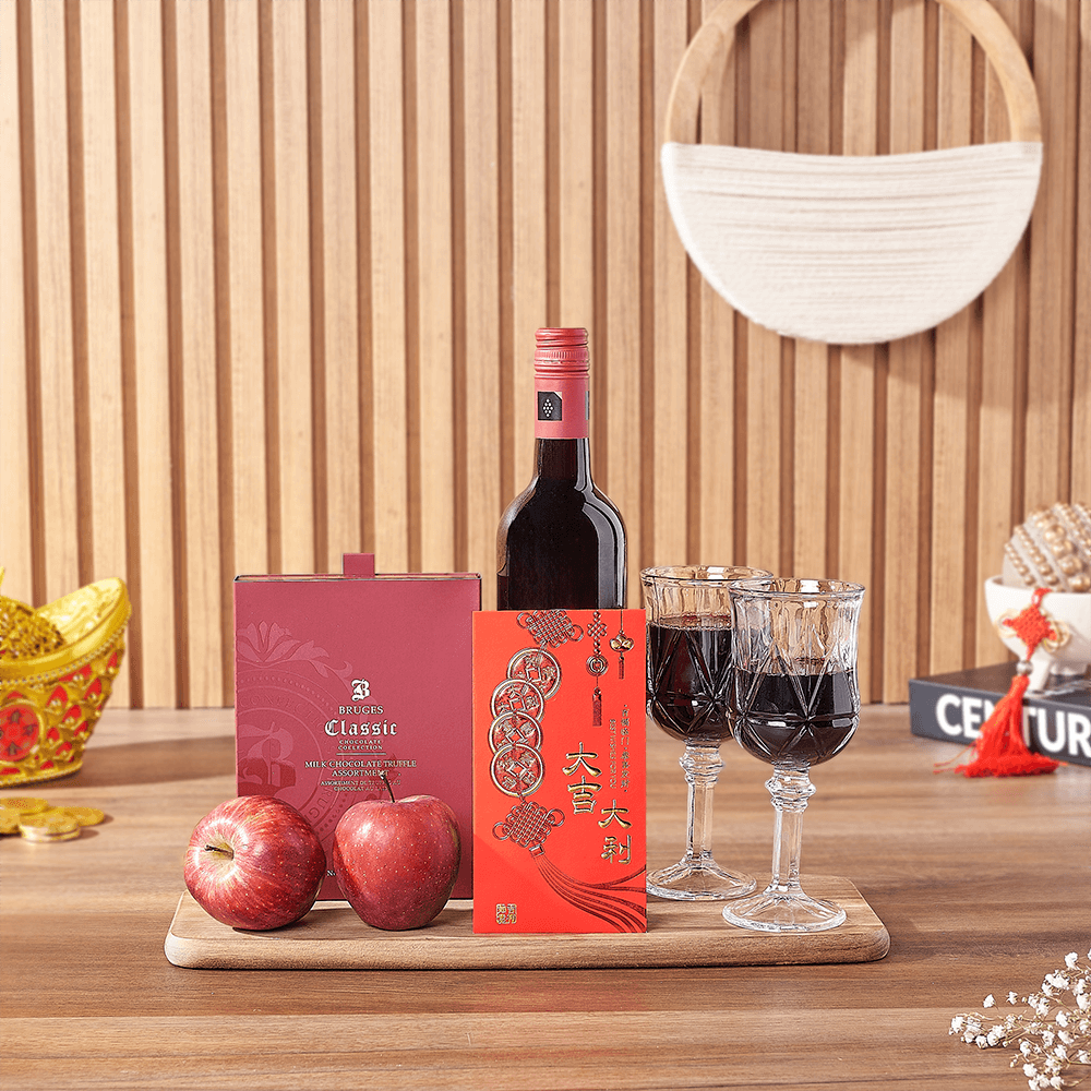 Lunar New Year Wine Glasses Gift – how the gift is presented