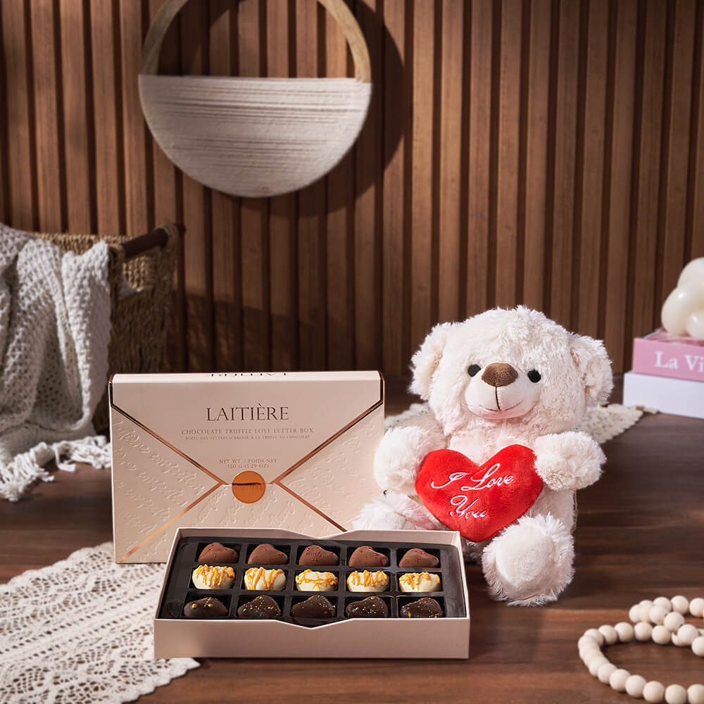 Plush Heart Bear and Chocolate Box – how the gift is presented