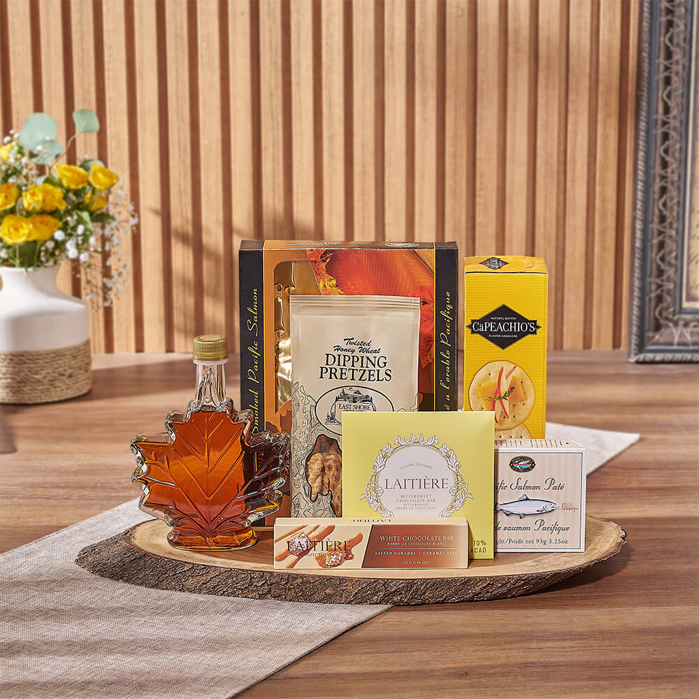 Maple & Salmon Gift Basket, seafood gift, seafood, chocolate gift, chocolate, Vermont delivery