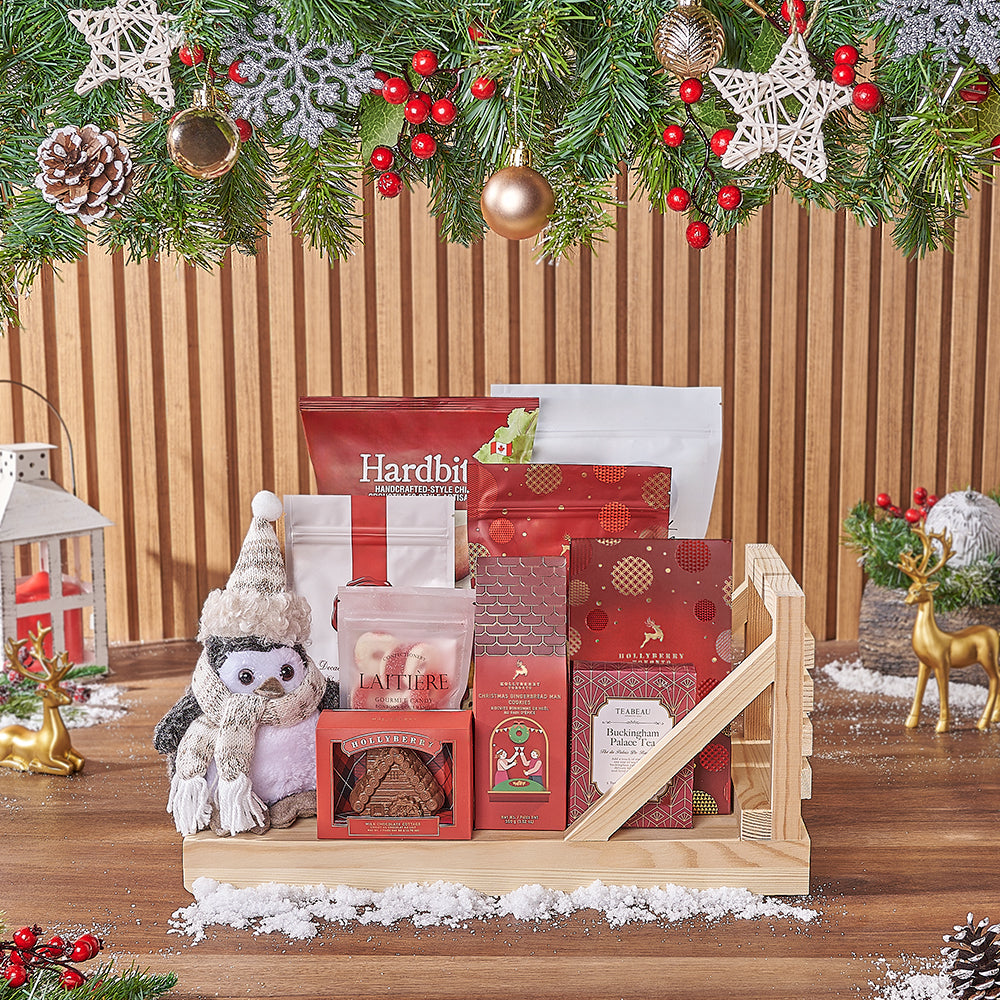 Wooden Sleigh Snack Basket – how the gift is presented