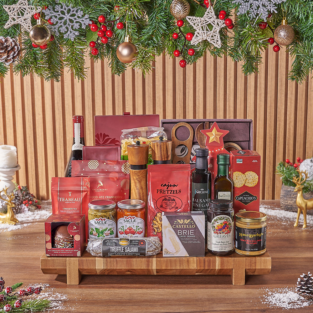 Holiday Basket with Wine and Truffles – how the gift is presented