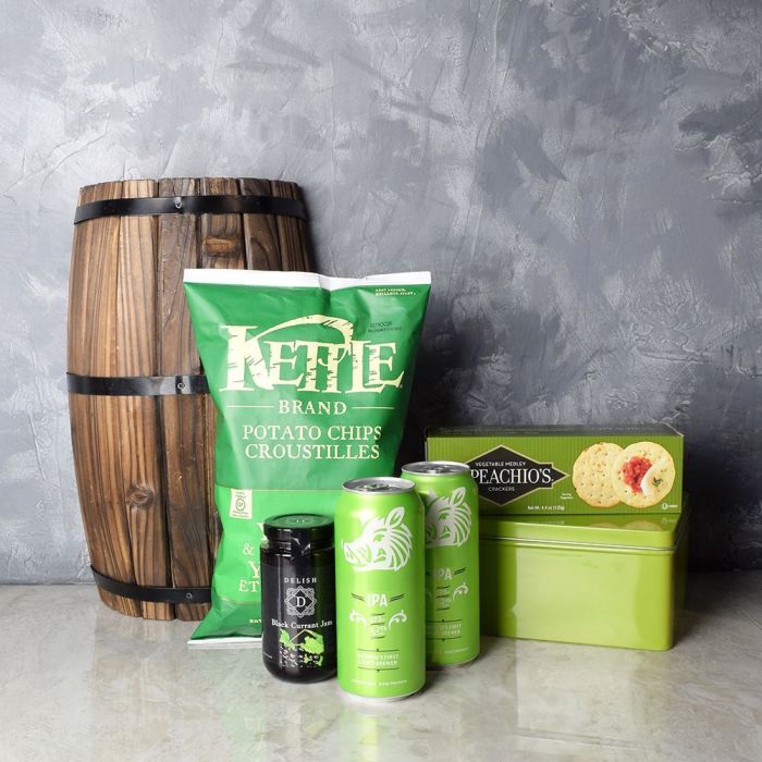 Lime Green Beer Celebration Basket – how the gift is presented