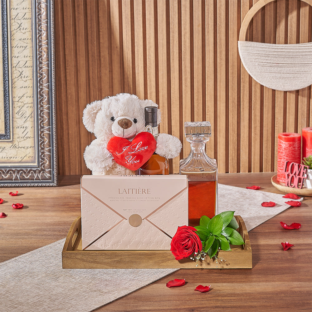 Valentine's Day Whiskey and Chocolate Gift – how the gift is presented