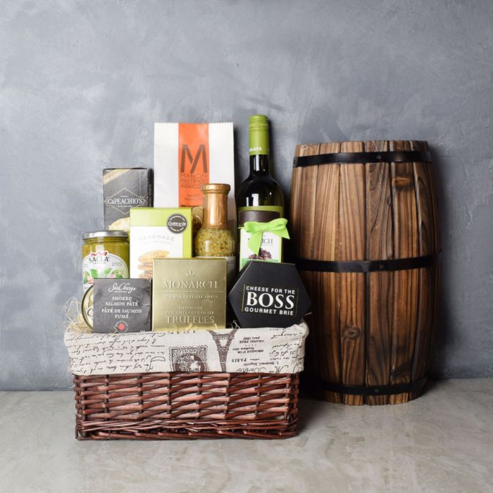 Pate Chocolate Wine Gift Basket – how the gift is presented