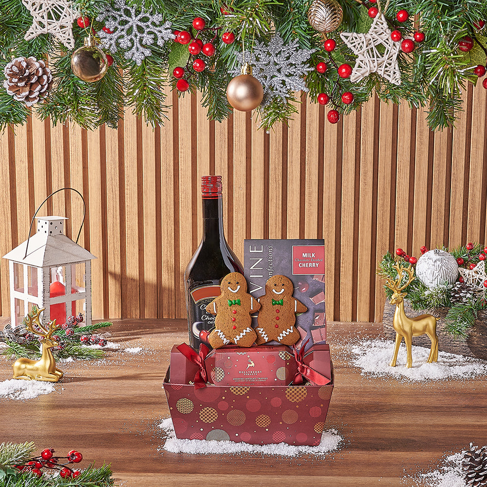 Vodka and Divine Chocolate Gift Basket – how the gift is presented