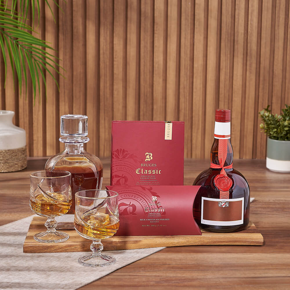 Milk Chocolate Pralines and Vodka Basket – how the gift is presented
