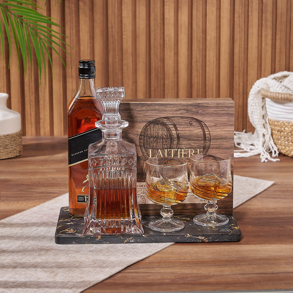 Whiskey and Marble Board Gift Basket – how the gift is presented