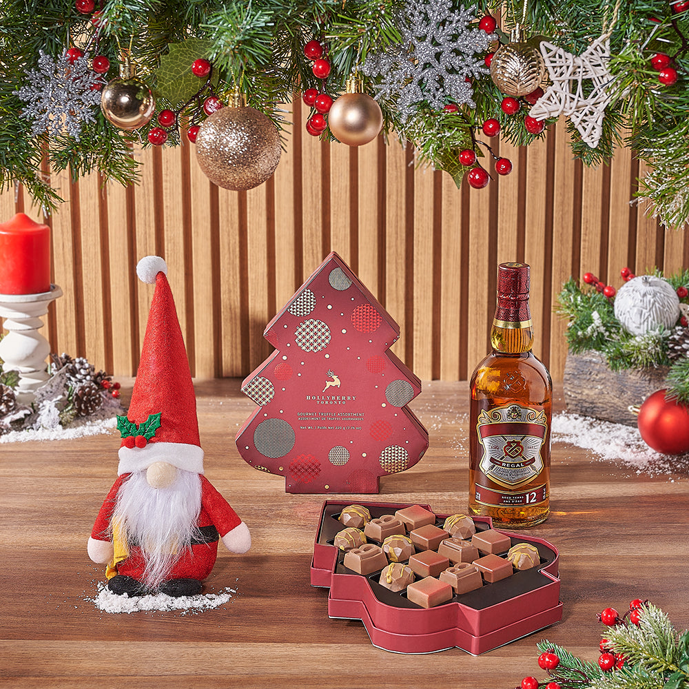 Plush Santa and Whiskey Gift – how the gift is presented