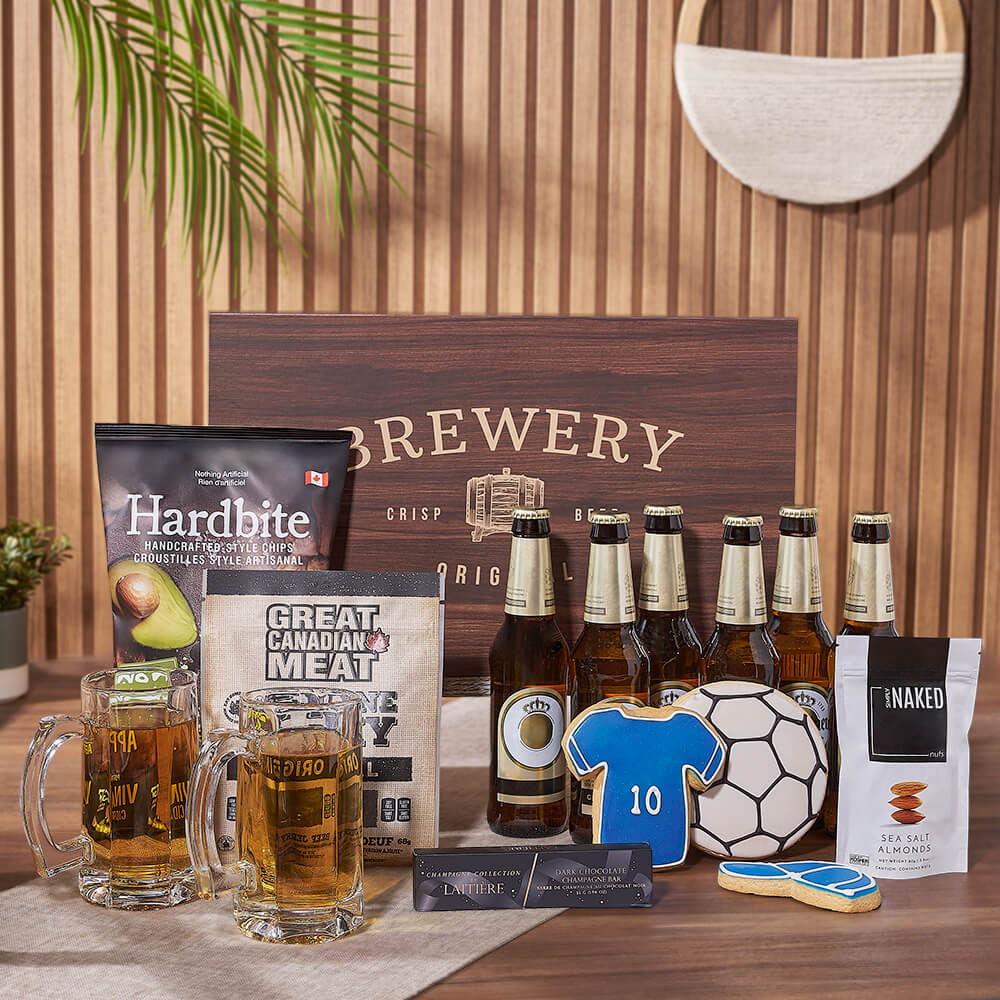 Beer Basket with Chips and Jerky – how the gift is presented