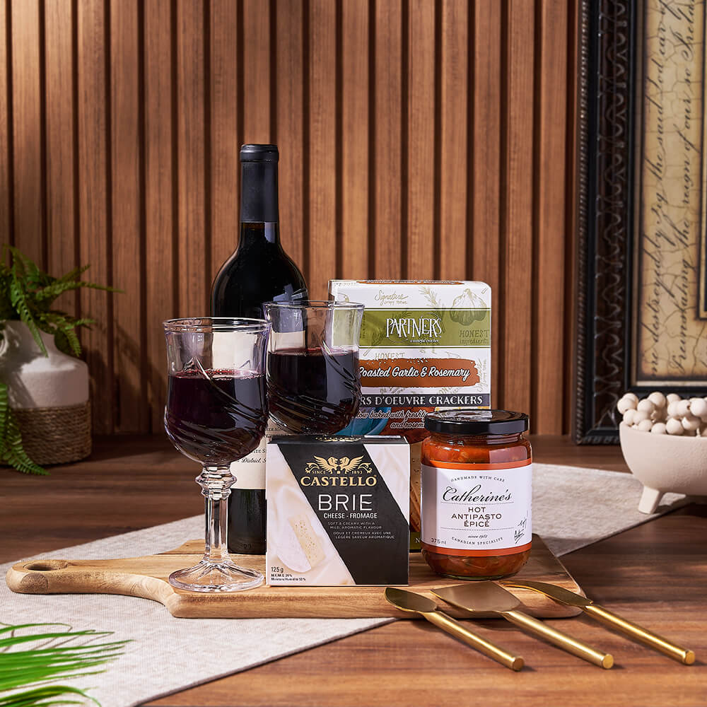 Antipasto Wine Gift Basket – how the gift is presented