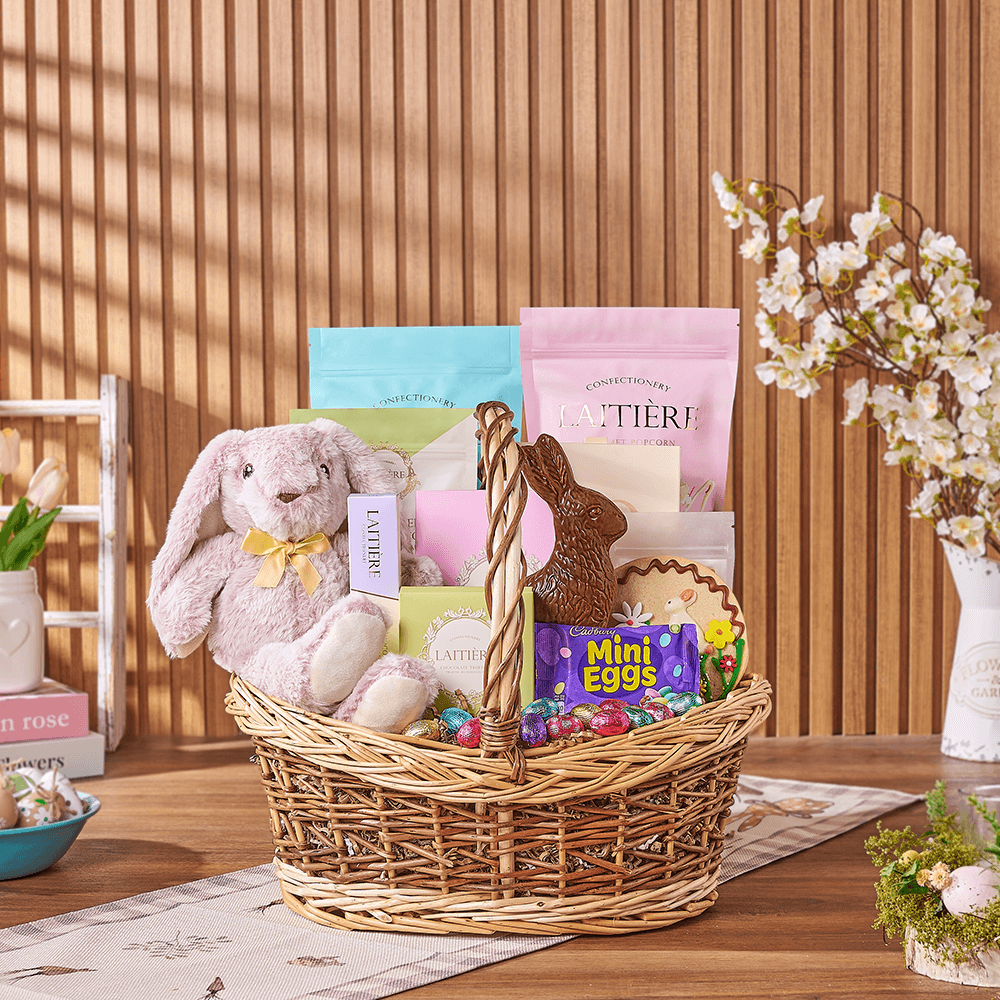 Plush Bunny Easter Basket with Sweets – how the gift is presented