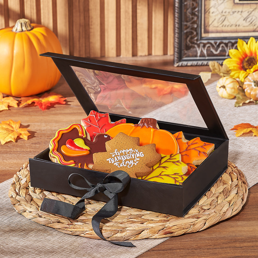 Festive Thanksgiving Cookie Box – how the gift is presented