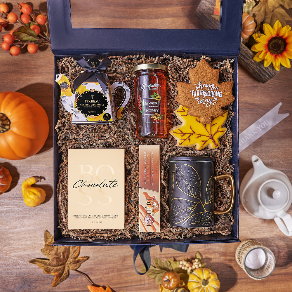 Thanksgiving Chamomile and Chocolate Gift Box – how the gift is presented