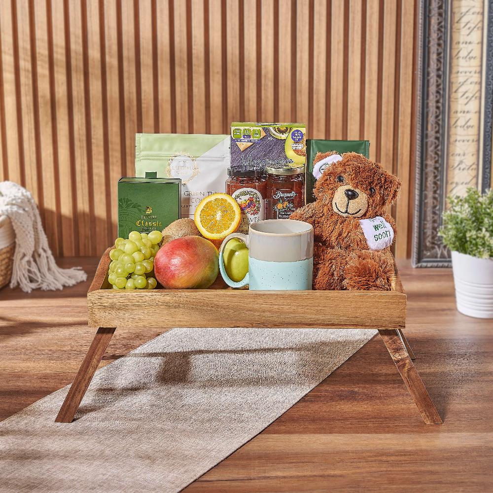 Green-Themed Get Well Tray – how the gift is presented