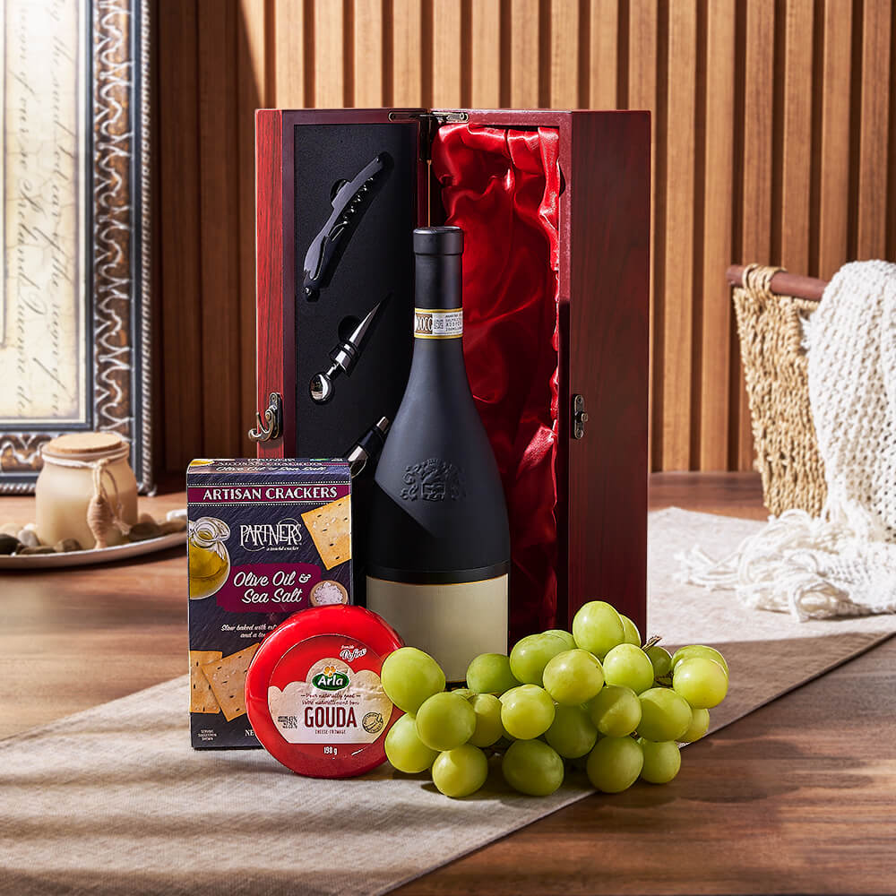 Gouda Cheese Wine Gift Set – how the gift is presented
