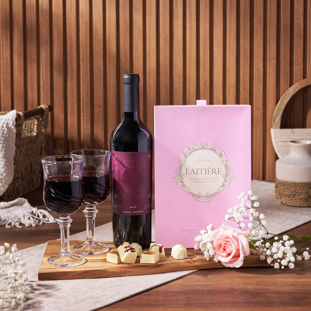 Chocolate Truffles with Wine and Rose – how the gift is presented