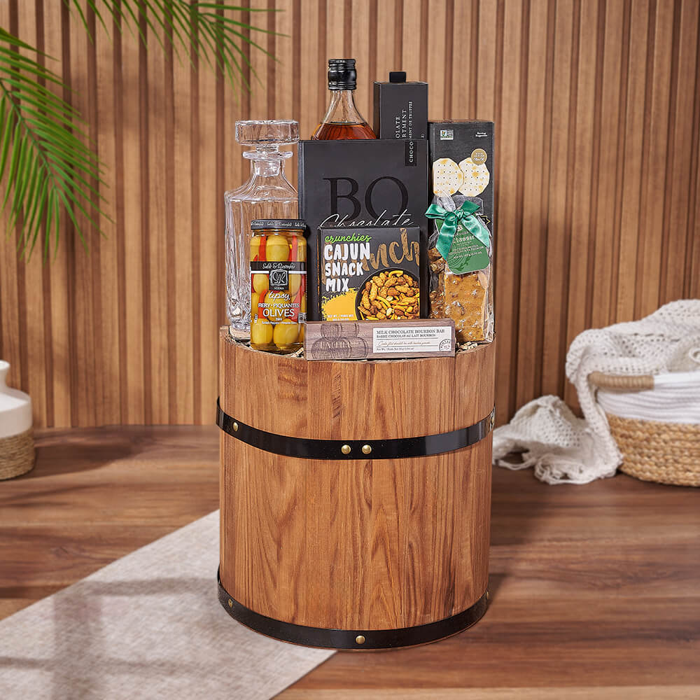 Wooden Barrel Whiskey Gift – how the gift is presented
