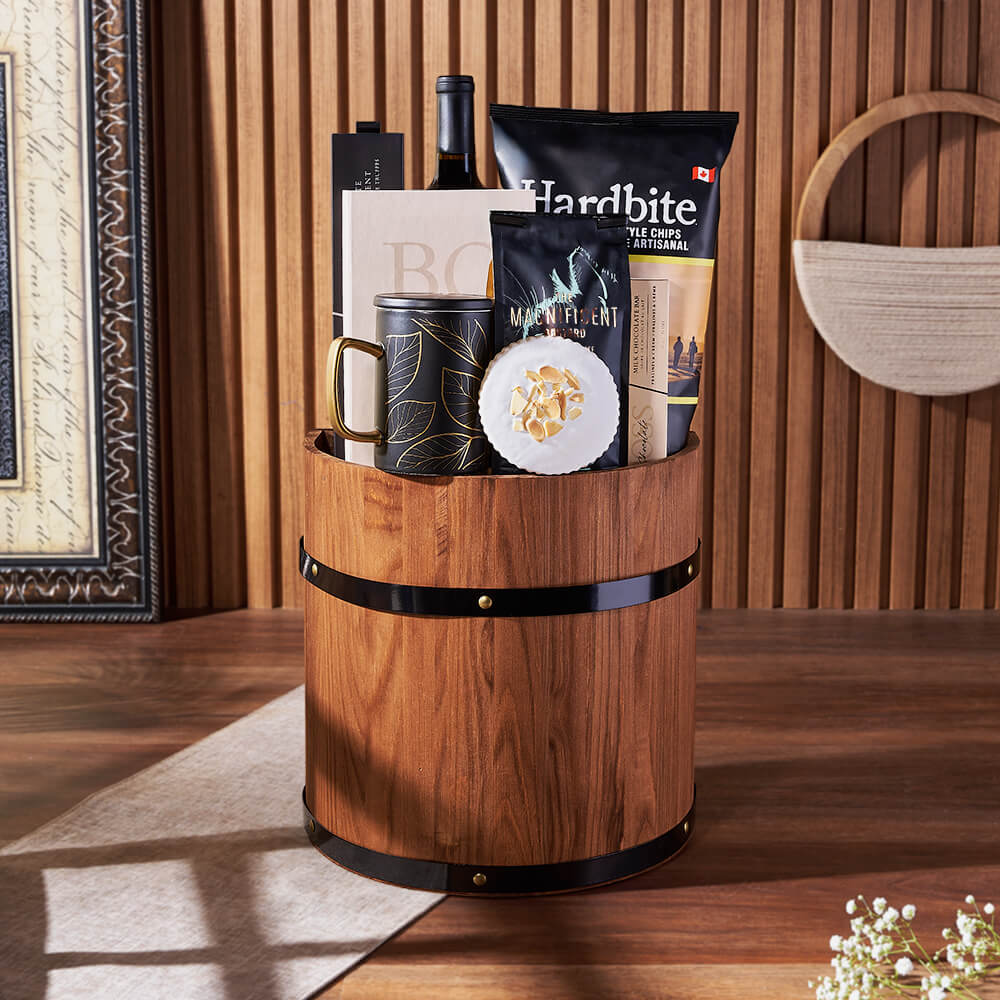 Rustic Half Barrel Wine Gift – how the gift is presented
