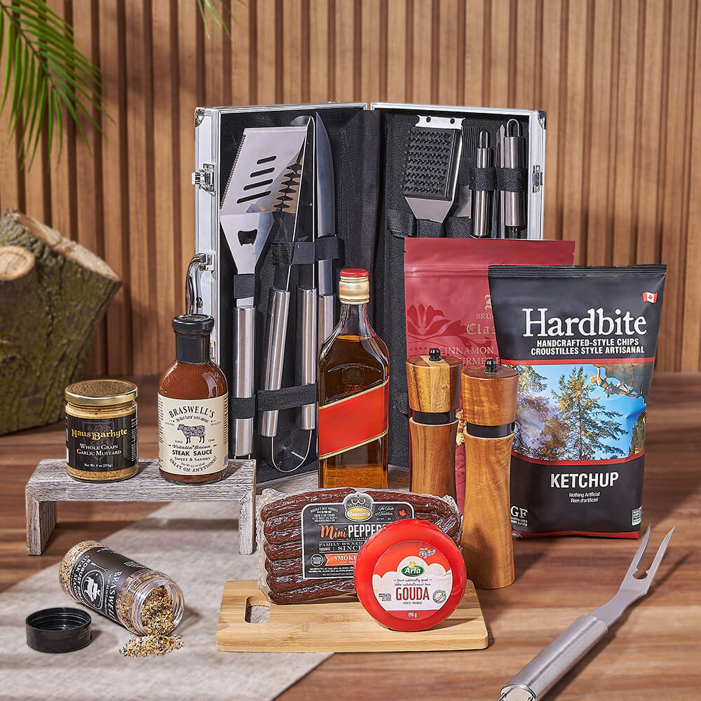 Zesty Barbeque Grill Gift Set with Liquor, Vermont – how the gift is presented
