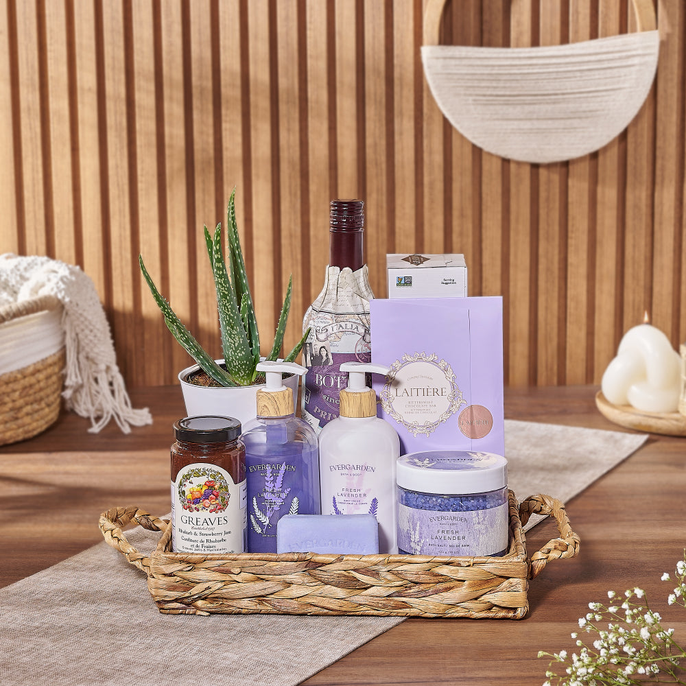 Wine Basket with Lavender Scent – how the gift is presented