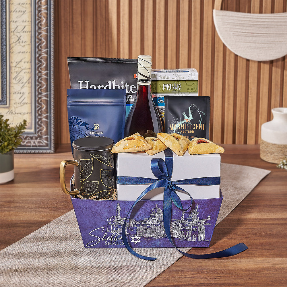 Kosher Wine Purim Gift Tray – how the gift is presented